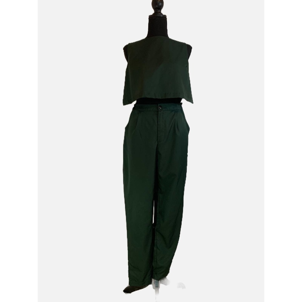 Hayden Los Angeles forest green sleeveless romper with midriff cutout womens M